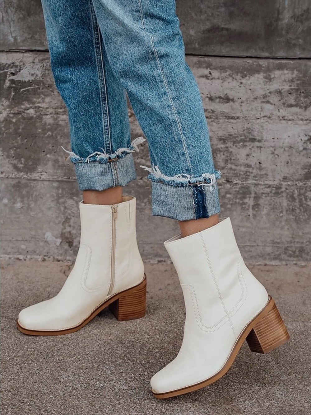 Seychelles Turbulent Cream Ankle Boots with Block Heel